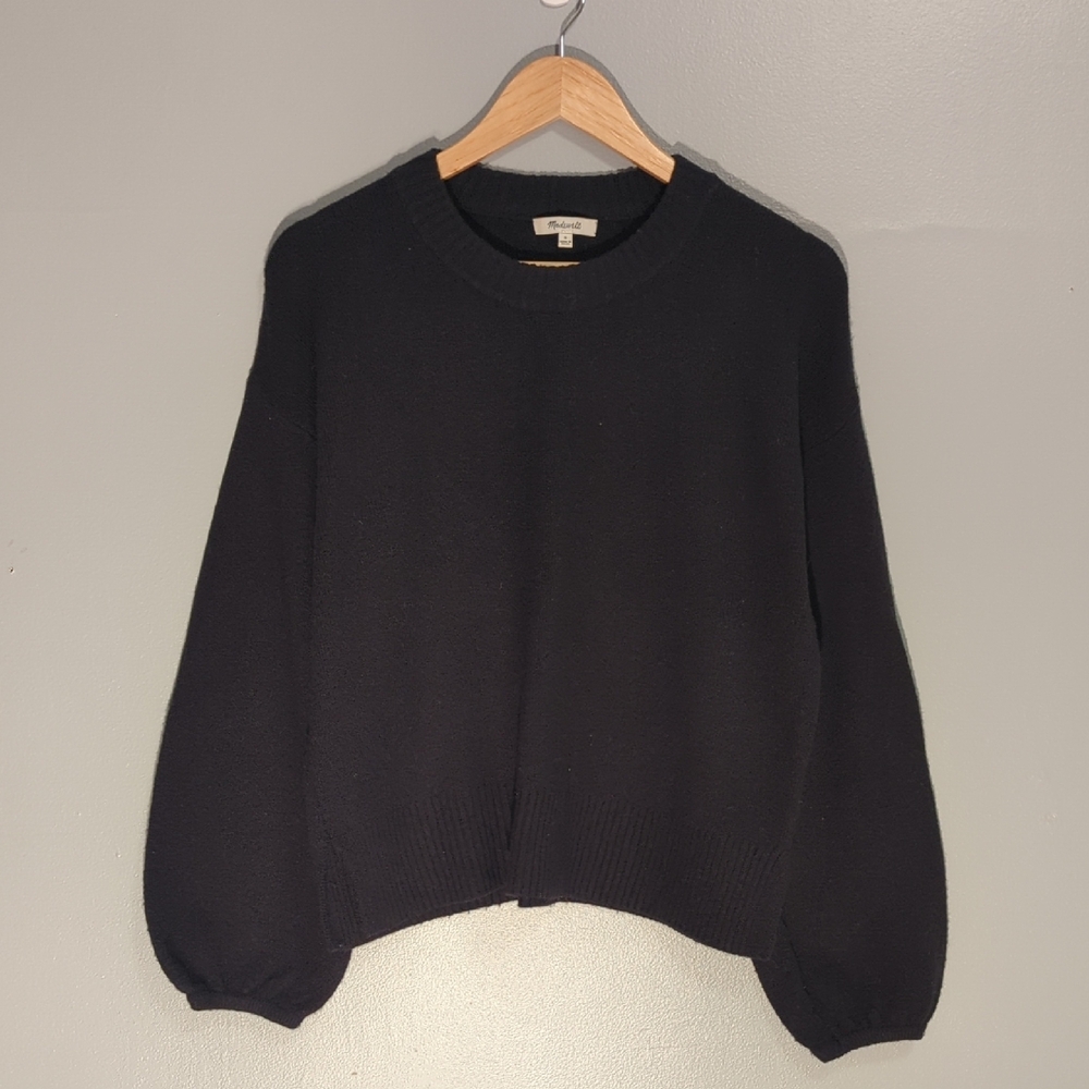 Madewell Women's Classic Black Crew Neck Long Bell Sleeved Black Small Sweater